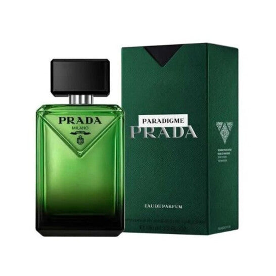 image showing the bottle and packaging for Prada Paradigme Cologne By Prada Eau De Parfum Spray 100ml