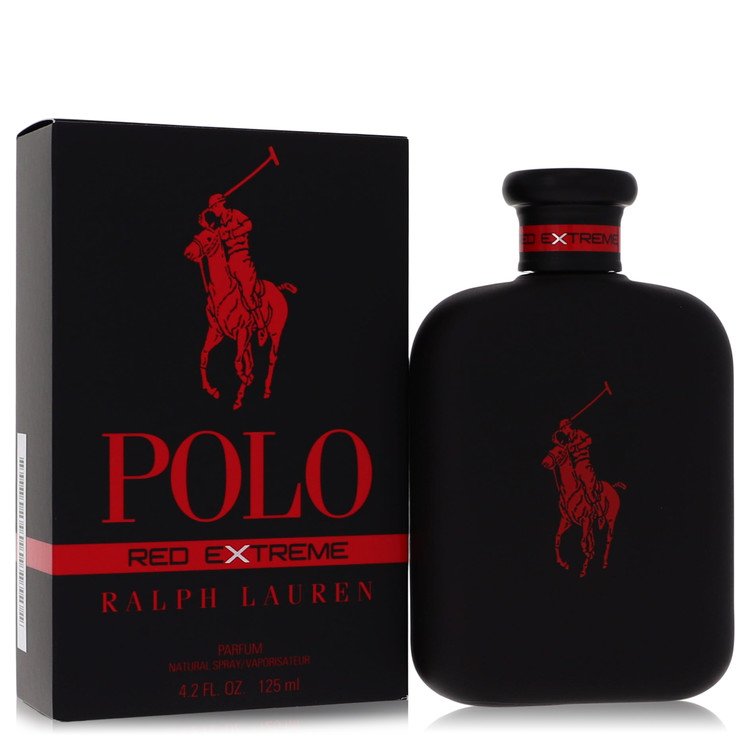 image showing the bottle and packaging for Polo Red Extreme Cologne By Ralph Lauren Eau De Parfum Spray 125ml