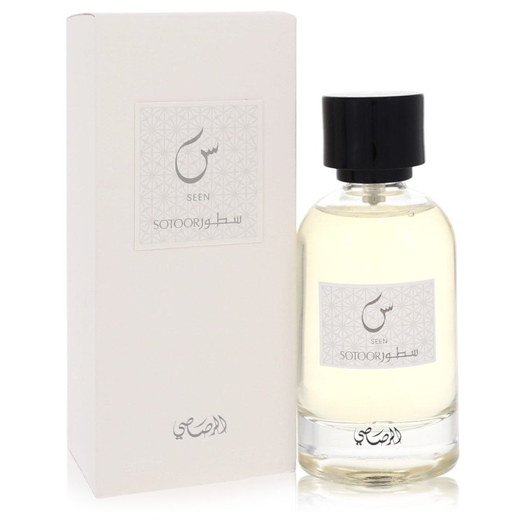 image showing the bottle and packaging for Sotoor Seen Perfume By Rasasi Eau De Parfum Spray 100ml