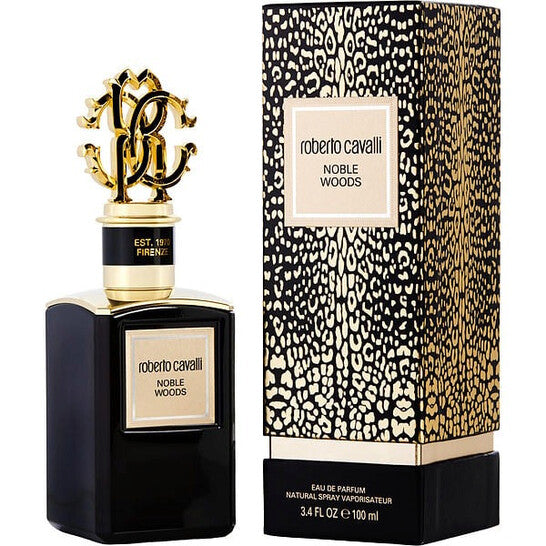 image showing the bottle and packaging for Noble Woods Cologne By Roberto Cavalli Eau De Parfum Spray 100ml