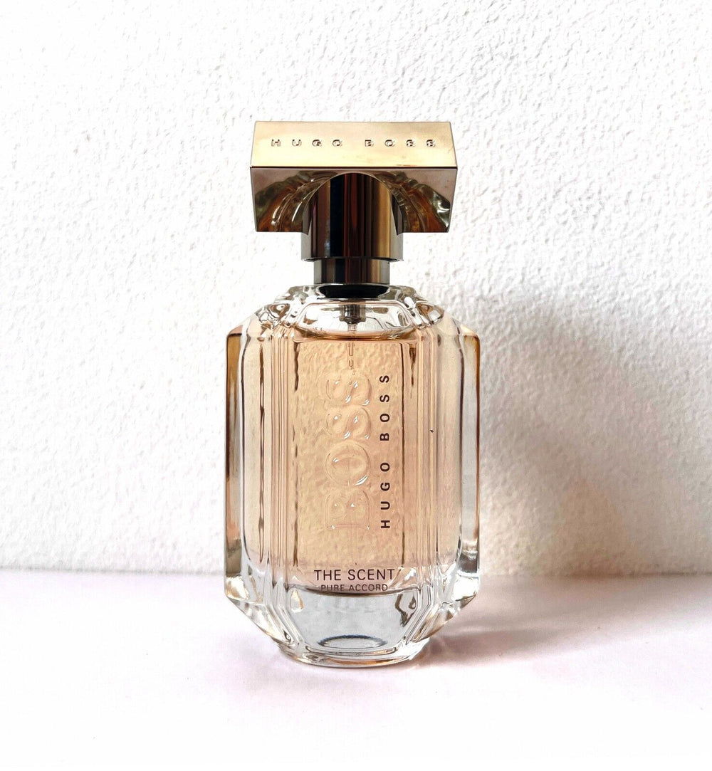 Hugo Boss perfume bottle on a white background