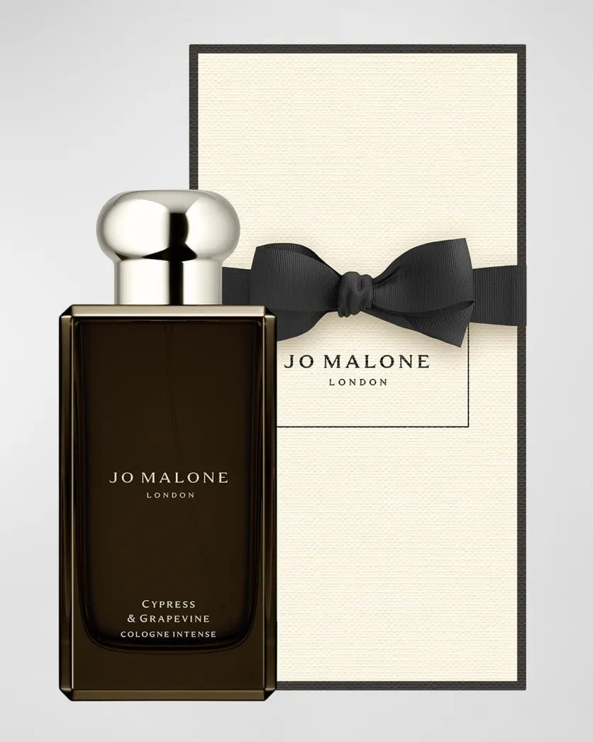 image showing the bottle and packaging for Jo Malone Cypress & Grapevine Intense Eau De Cologne 50ml