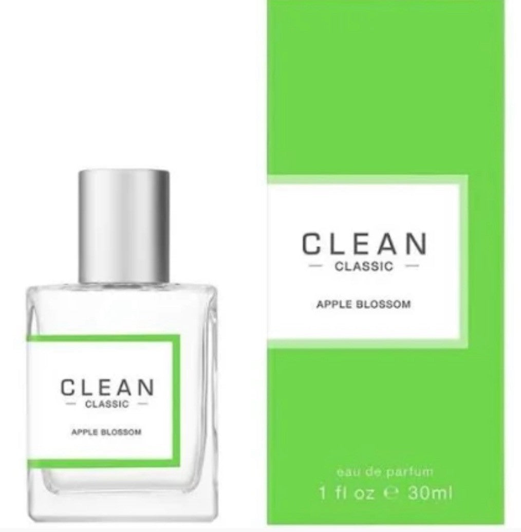image showing the bottle and packaging for Clean Apple Blossom Cologne By Clean Eau De Parfum Spray 30ml