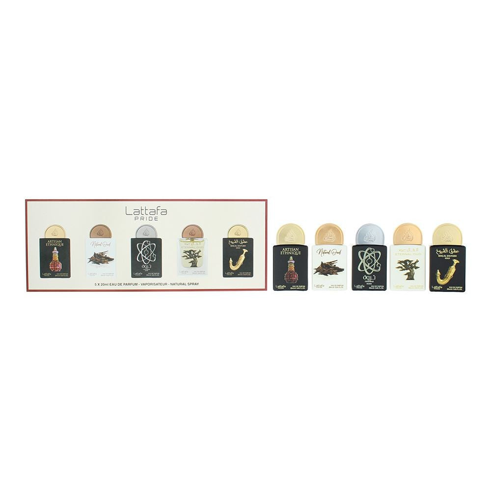 Lattafa Pride Mini Set Artisan Ethnique /Nature Of Oud/ Al Qiam Silver/Eternal Oud /Ishq Al Shuyukh Gold  - Just Perfume