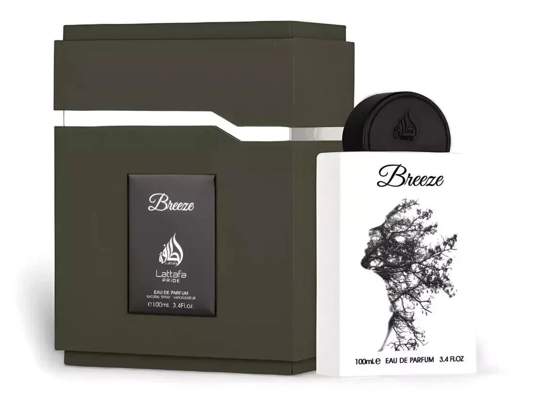 image showing the bottle and packaging for Lattafa Pride Breeze EDP 100ml