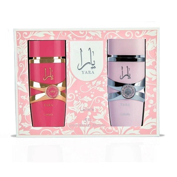 Image showing what you will get when you purchase Lattafa 2Pc Set   Yara Edp + Yara Candy Edp