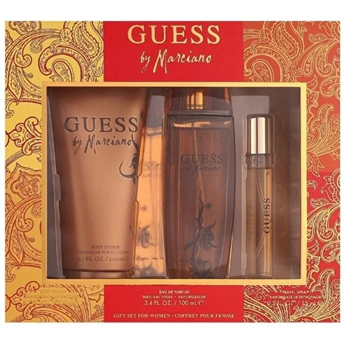Guess Marciano 3pc Women Set   100ml EDP Sp, 200ml Body Lotion,15ml Travel Spray set  - Just Perfume