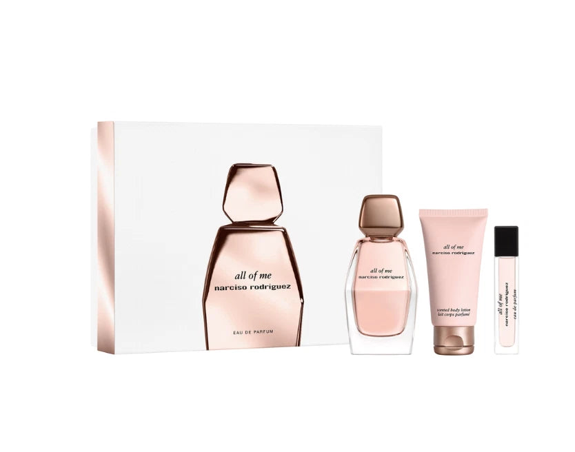 Narciso Rodriguez All Of Me 3pc Set   EDP Spray 90ml + 50ml Body Lotion +10ml Purse Spray set  - Just Perfume