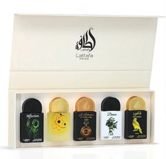 Lattafa Pride Mini Set Affection/Tharwah Gold/La Collection D'Antiquites 1505Watch/Breeze /Shaheen Gold  - Just Perfume
