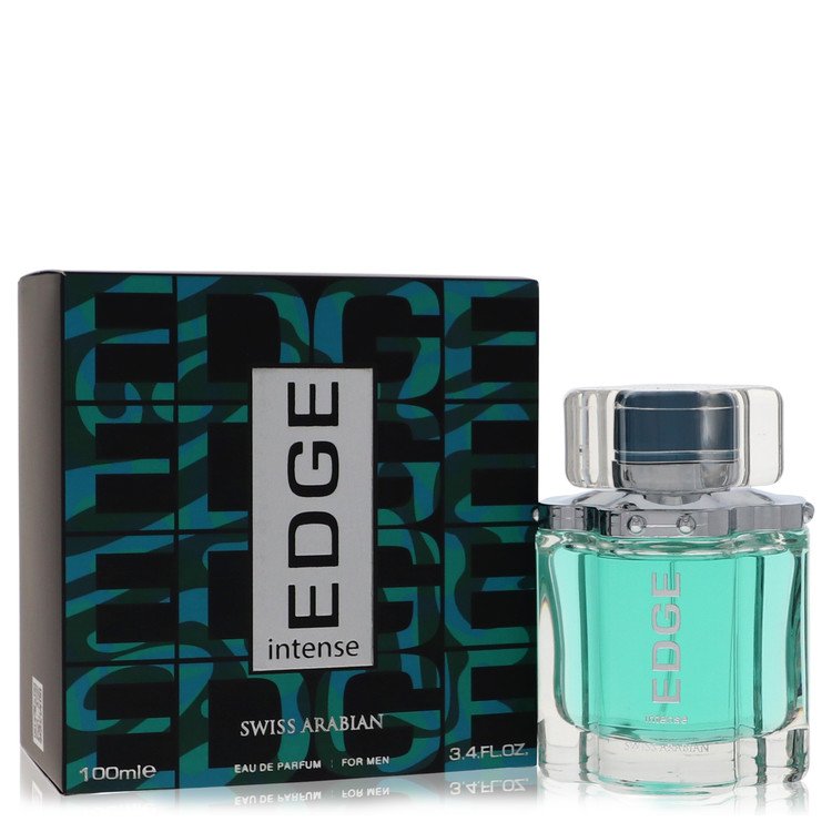 image showing the bottle and packaging for edge intense cologne by swiss arabian eau de parfum spray 100ml