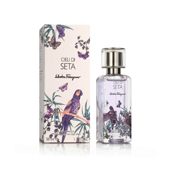 image showing the bottle and packaging for Salvatore Ferragamo Cieli Di Seta Cologne By Salvatore Ferragamo Eau De Parfum Spray (Unisex) 50ml