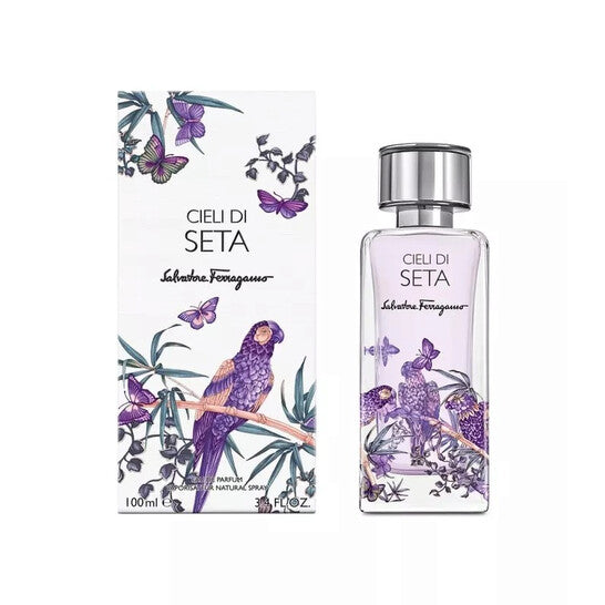 image showing the bottle and packaging for Salvatore Ferragamo Cieli Di Seta Cologne By Salvatore Ferragamo Eau De Parfum Spray (Unisex) 100ml