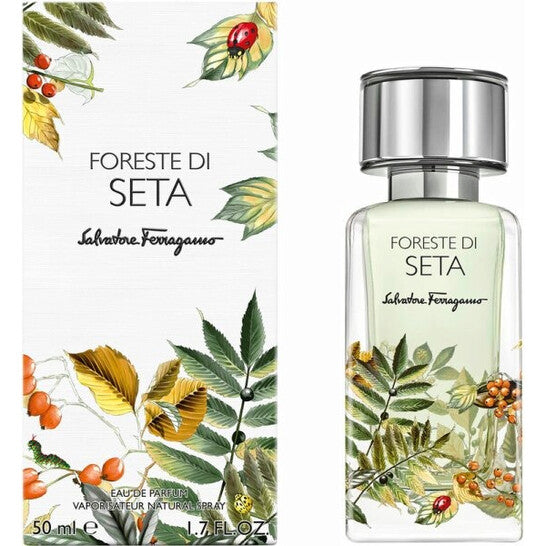 image showing the bottle and packaging for Salvatore Ferragamo Foreste Di Seta Cologne By Salvatore Ferragamo Eau De Parfum Spray (Unisex) 50ml