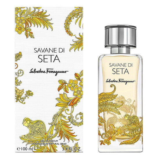 image showing the bottle and packaging for Salvatore Ferragamo Savane Di Seta Cologne By Salvatore Ferragamo Eau De Parfum Spray (Unisex) 100ml