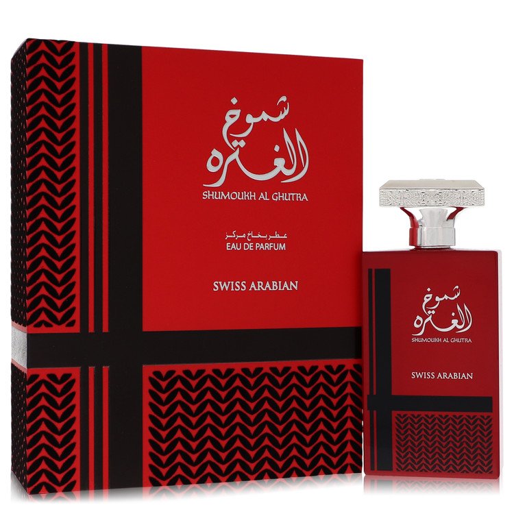 image showing the bottle and packaging for Shumoukh Al Ghutra Cologne By Swiss Arabian Eau De Parfum Spray 100ml