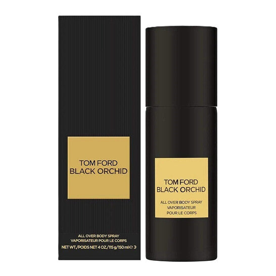 image showing the bottle and packaging for Tom Ford Black Orchid Body Spray 150ml