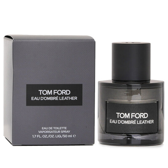 image showing the bottle and packaging for Tom Ford Ombre Leather Cologne By Tom Ford Eau De Toilette Spray (Unisex) 50ml