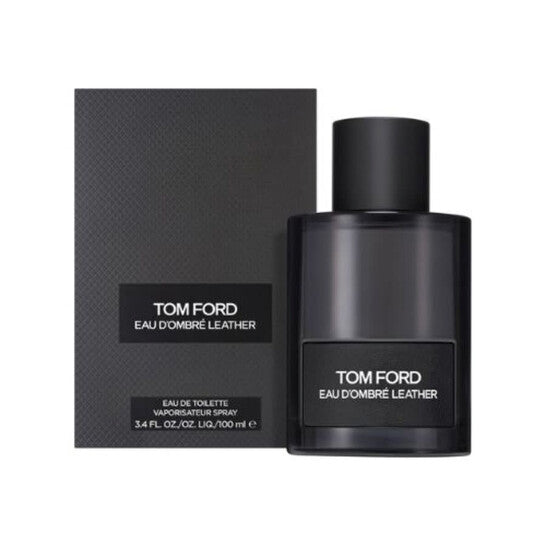 Tom Ford Eau d'Ombre Leather perfume bottle and packaging on a white background