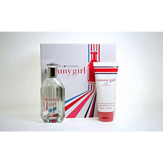 image showing the bottle and packaging for Tommy Hilfiger Tommy Girl 2pc Set   EDT 100ml + Body Lotion 100ml set