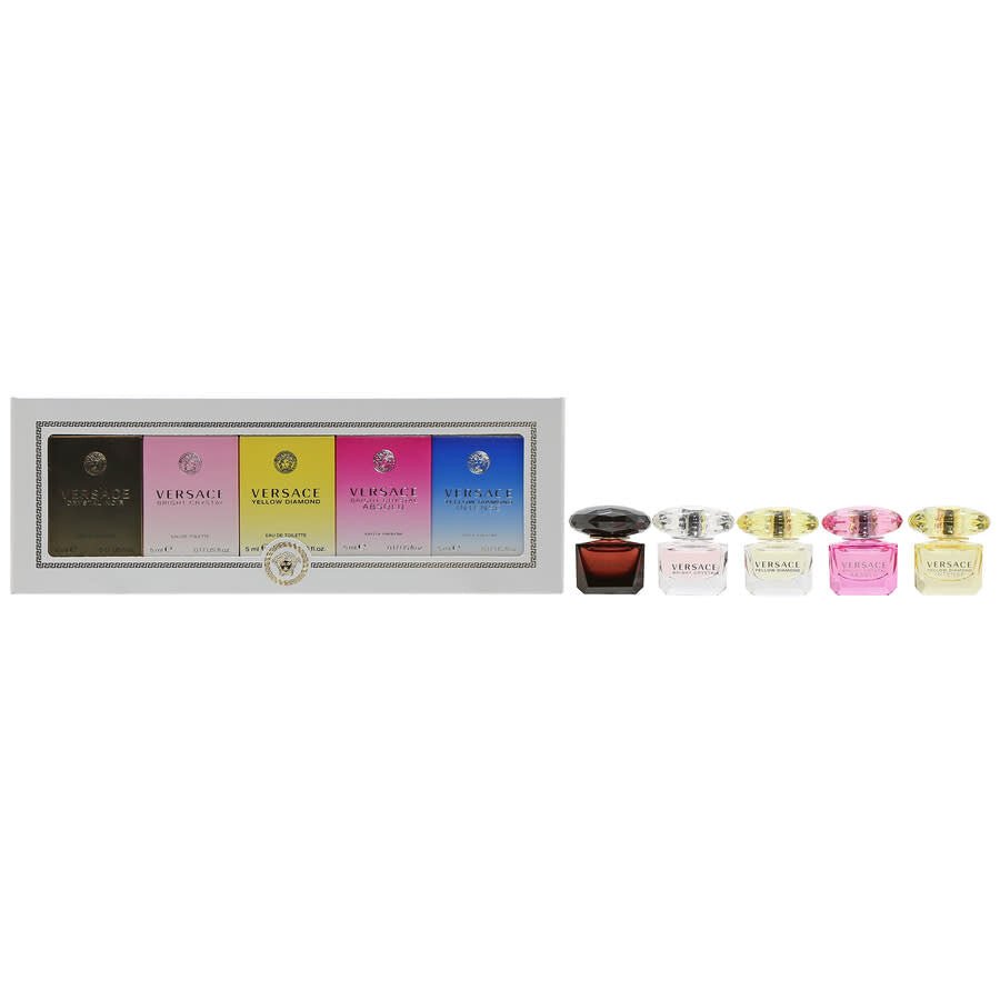 Versace 5pc Mini Set Crystal Noir + Bright Crystal + Yellow Diamond + Bright Crystal Absolu + Yellow Diamond Intense - Just Perfume