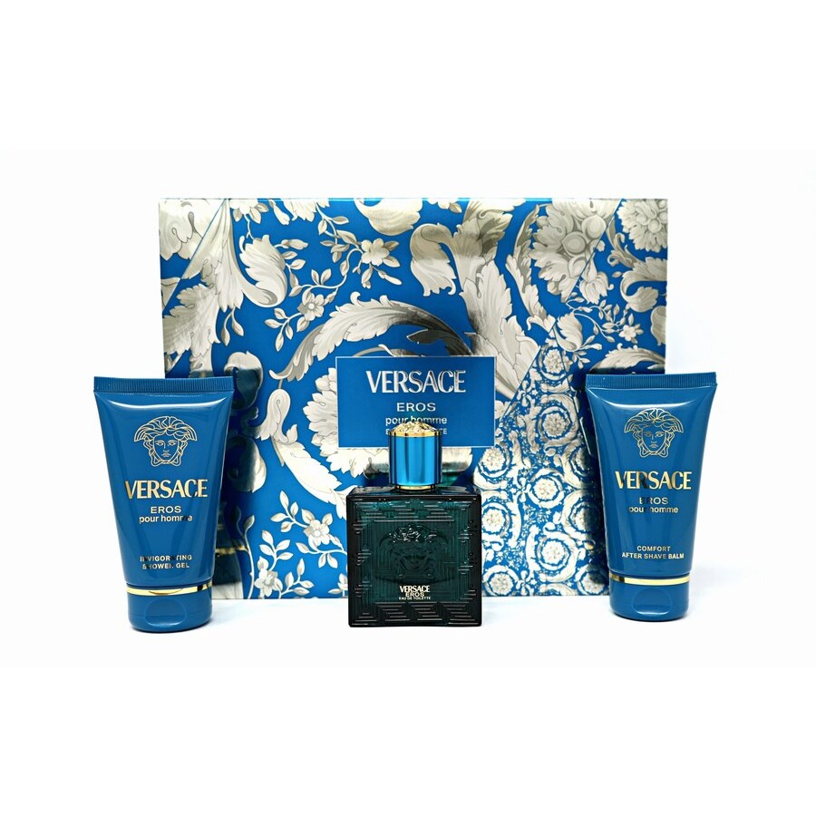 Versace Eros 3 pc Set   50ml EDT Spray + 50ml Aftershave Balm + 50ml Shower Gel set  - Just Perfume